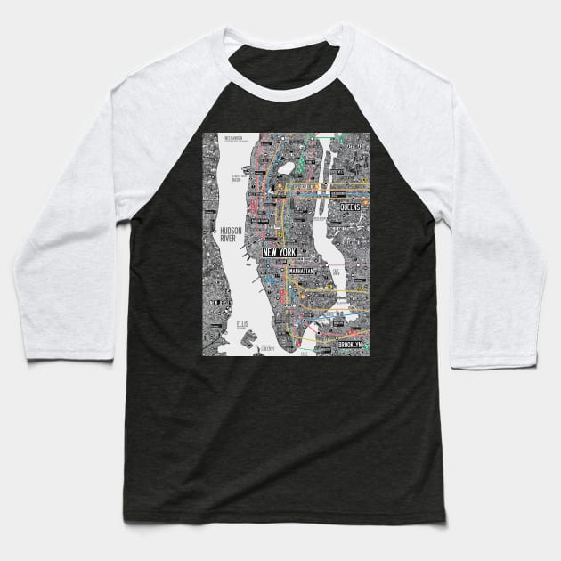 New York city subway map Baseball T-Shirt by ol1ie